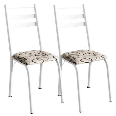 Kit 2 Cadeiras Tubular America 061 Branco Assento Madeira Cedro Artef