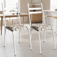 Kit 2 Cadeiras Tubular America 061 Branco Assento Madeira Cedro Artef - 2