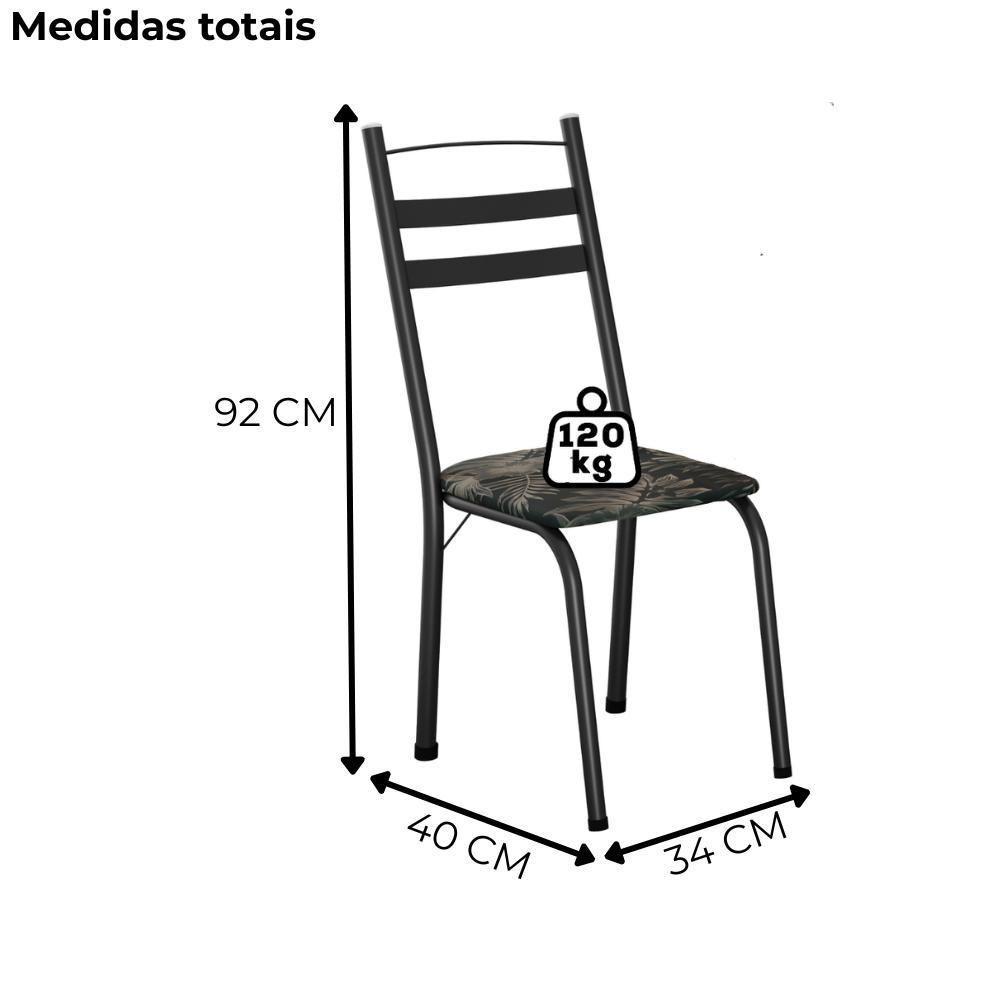 Kit 2 Cadeiras Tubular America 061 Preto Assento Floral Dourado Artef - 4