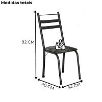 Kit 2 Cadeiras Tubular America 061 Preto Assento Floral Dourado Artef