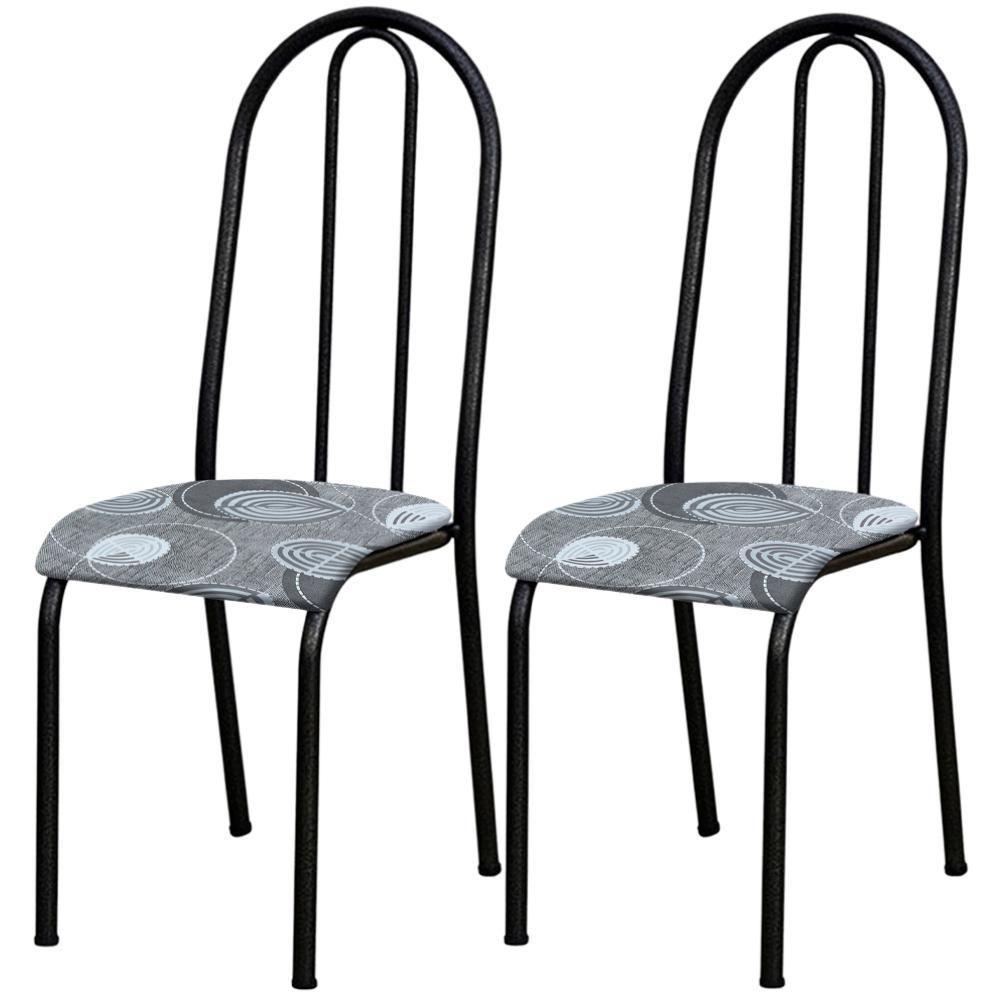 Kit 02 Cadeiras Tubular America 056 Cromo Preto Assento Pará Artef Pará - 1