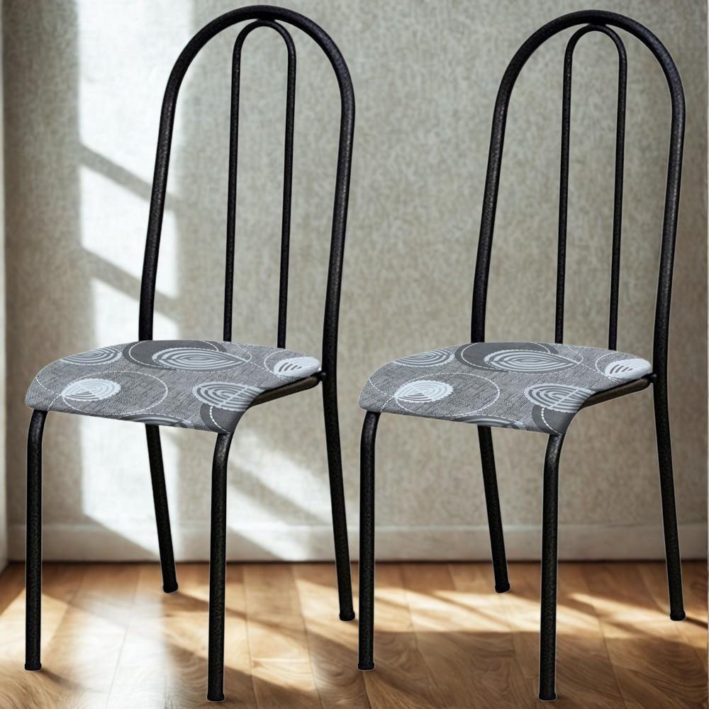 Kit 02 Cadeiras Tubular America 056 Cromo Preto Assento Pará Artef Pará - 2