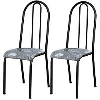 Kit 02 Cadeiras Tubular America 056 Cromo Preto Assento Pará Artef Pará - 1