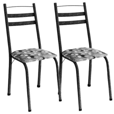 Kit 2 Cadeiras Tubular America 061 Cromo Preto Assento Pará Artef