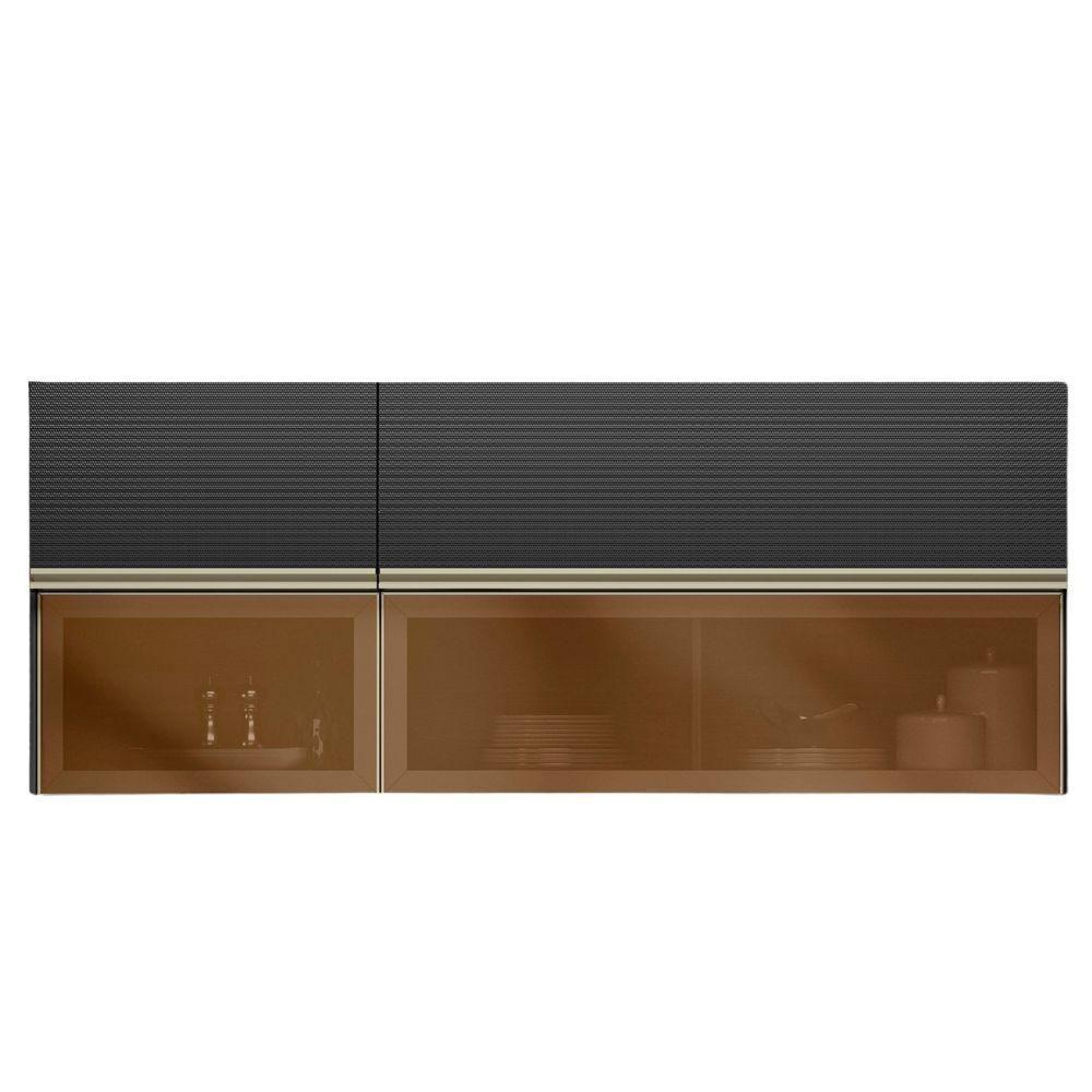 Armario Aereo 120 Cm E Armario Aereo 60 Cm Vidro Proenca Nogueira Carbono Prime Demartez - 2