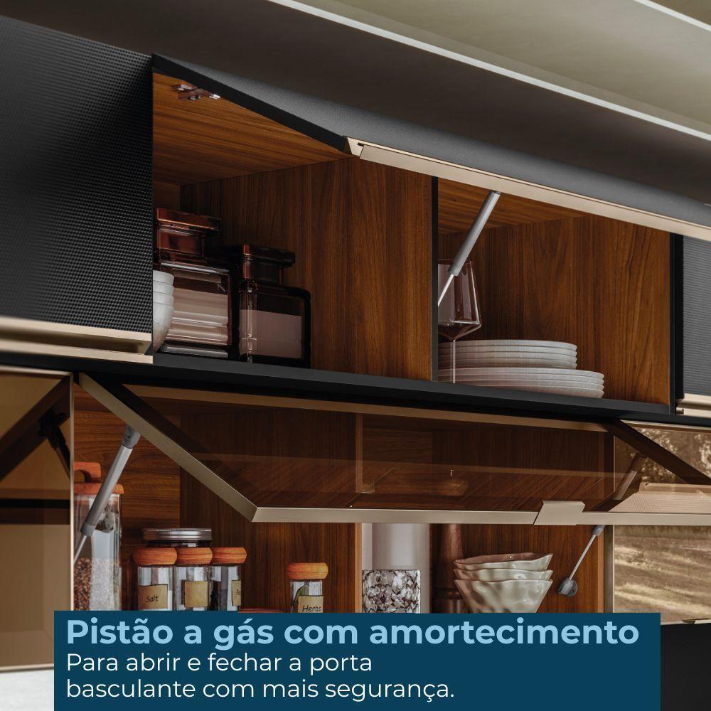 Armario Aereo 120 Cm E Armario Aereo 60 Cm Vidro Proenca Nogueira Carbono Prime Demartez - 7