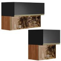 Armario Aereo 120 Cm E Armario Aereo 60 Cm Vidro Proenca Nogueira Carbono Prime Demartez