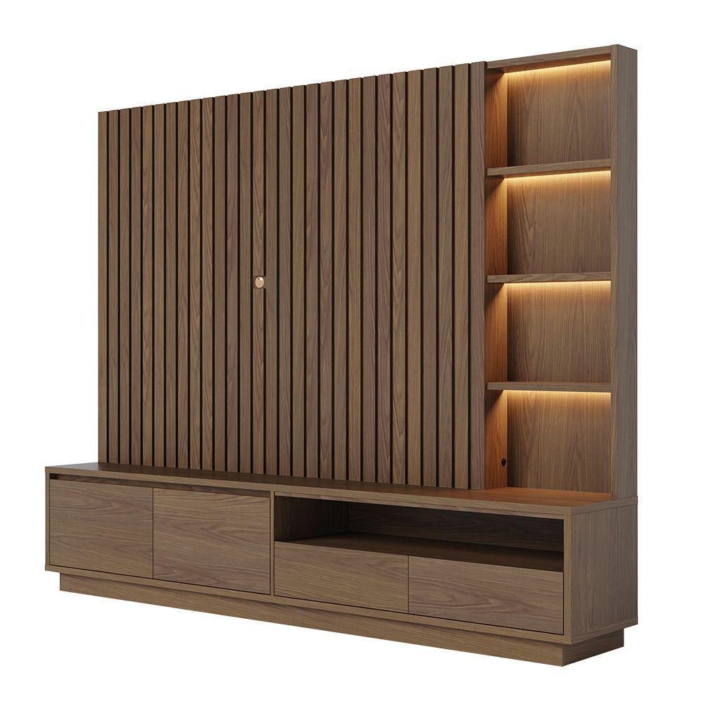 Estante De Tv 82 Polegadas 240cm Com Led Leme C04 - D'rossi Amendoa - 1