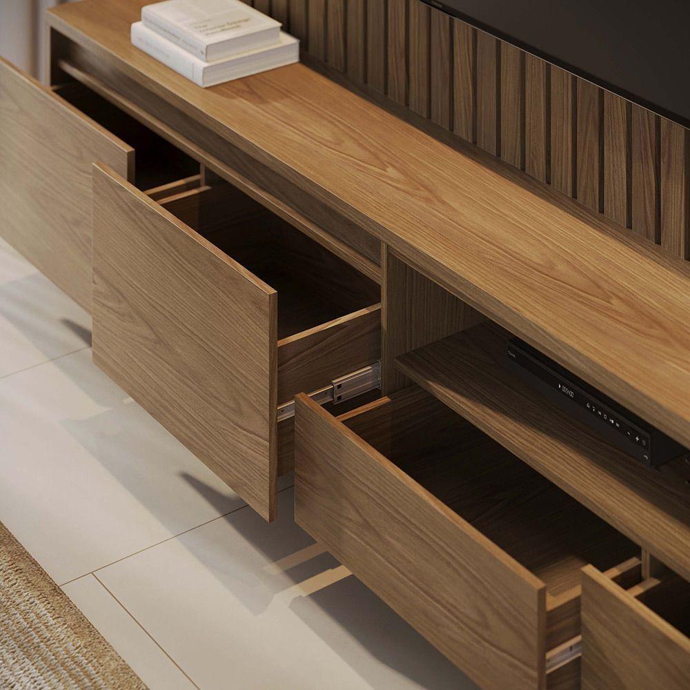 Estante De Tv 82 Polegadas 240cm Com Led Leme C04 - D'rossi Amendoa - 7