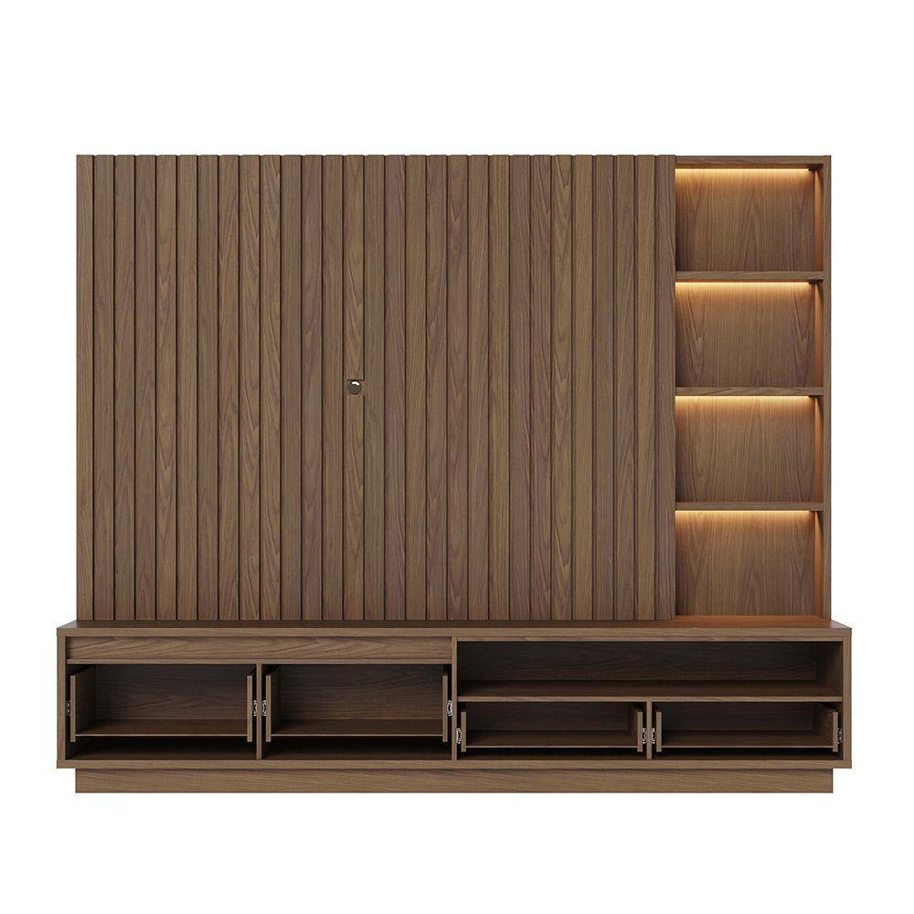 Estante De Tv 82 Polegadas 240cm Com Led Leme C04 - D'rossi Amendoa - 8