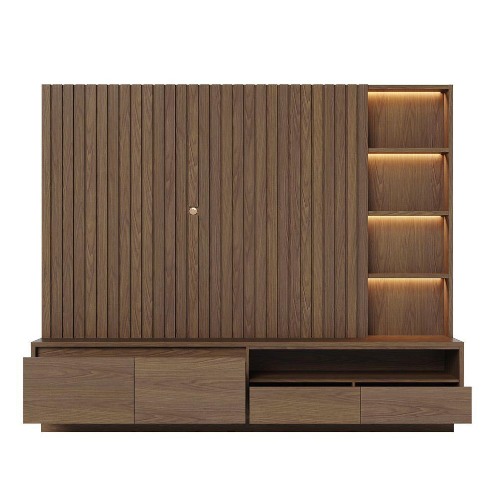 Estante De Tv 82 Polegadas 240cm Com Led Leme C04 - D'rossi Amendoa - 9