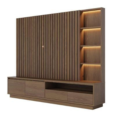 Estante De Tv 82 Polegadas 240cm Com Led Leme C04 - D'rossi Amendoa