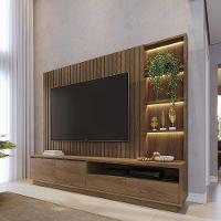 Estante De Tv 82 Polegadas 240cm Com Led Leme C04 - D'rossi Amendoa - 2