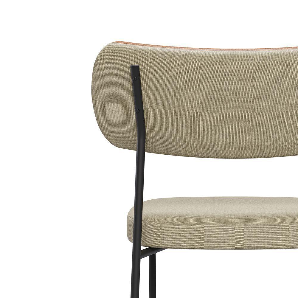 Cadeira De Jantar Base Ferro Nile Pu Caramelo-linho A08 - D'rossi Bege - 5