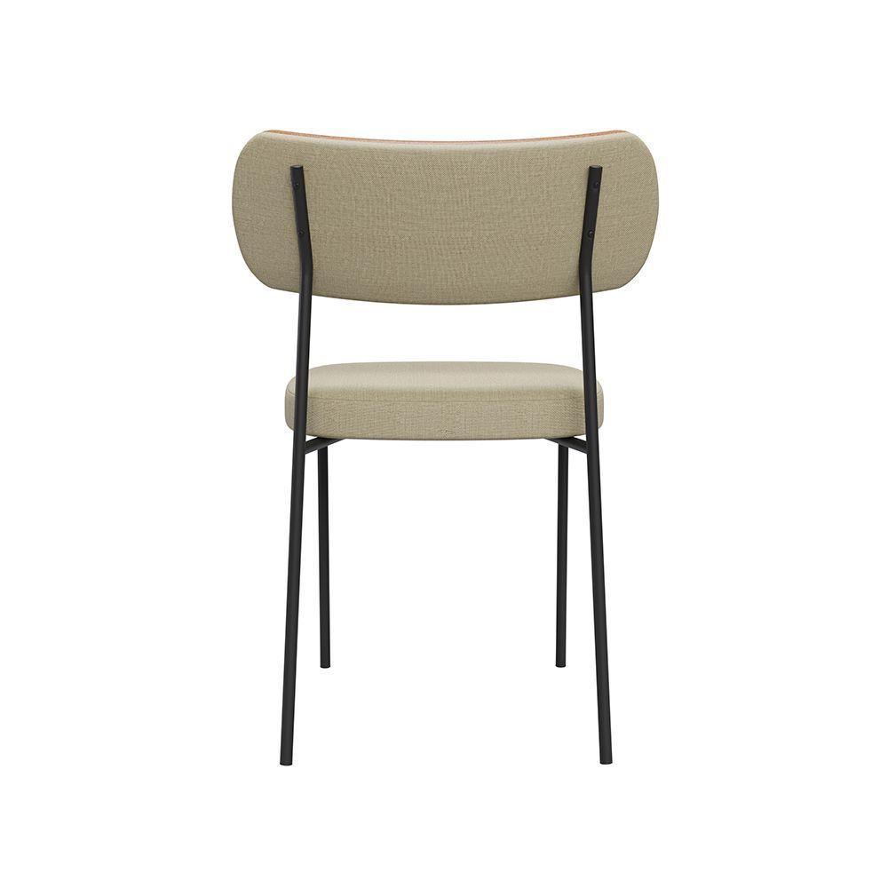 Cadeira De Jantar Base Ferro Nile Pu Caramelo-linho A08 - D'rossi Bege - 8