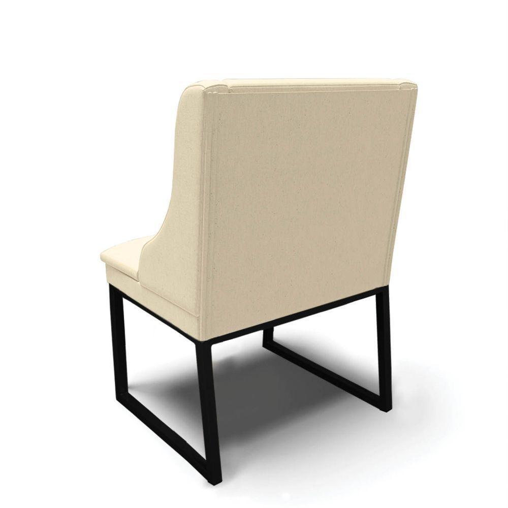 Cadeira Sala De Jantar Industrial Preto Kit 2 Liz Linho Bege D03 - D'rossi - 7