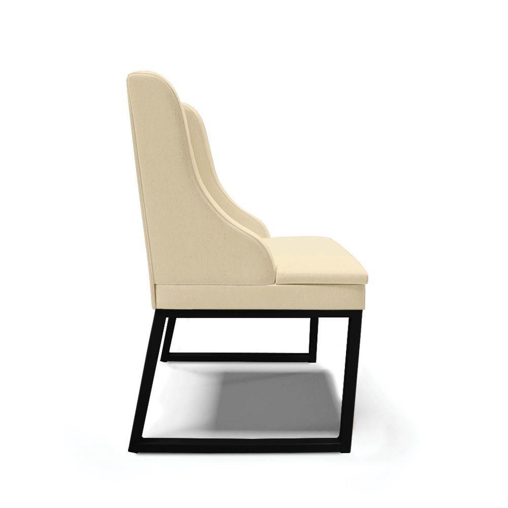 Cadeira Sala De Jantar Industrial Preto Kit 2 Liz Linho Bege D03 - D'rossi - 9