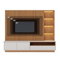 Estante De Tv 82 Polegadas 240cm Com Led Leme C04 - D'rossi Freijó E Off White Matte - 5