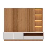 Estante De Tv 82 Polegadas 240cm Com Led Leme C04 - D'rossi Freijó E Off White Matte - 10