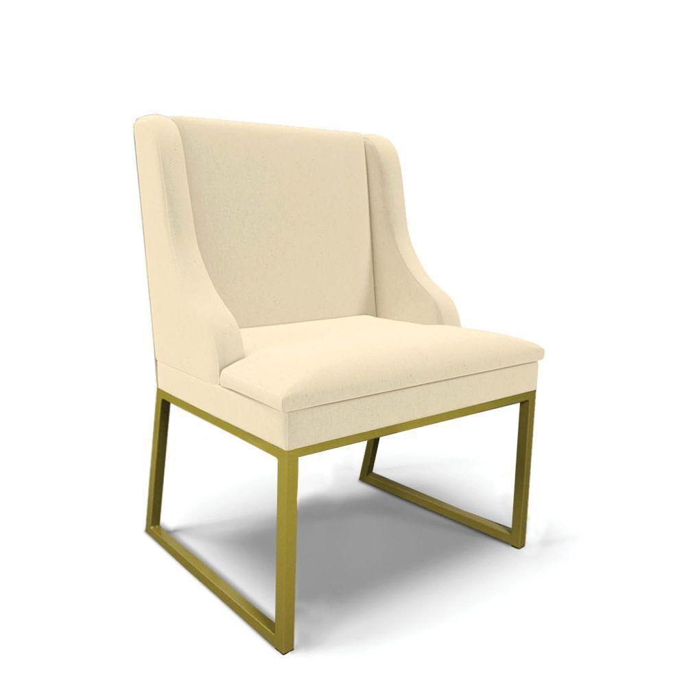 Cadeira Sala De Jantar Industrial Dourado Liz Linho D03 - D'rossi Bege - 2