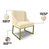 Cadeira Sala De Jantar Industrial Dourado Liz Linho D03 - D'rossi Bege - 3