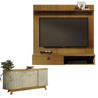 Estante Home Theater Suspenso íris Cumaru Com Aparador Para Sala Buffet Mônaco Cumaru Opala - Madetec - 1