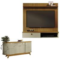 Estante Home Theater Suspenso íris Com Aparador Para Sala Buffet Mônaco Cumaru Opala - Madetec - 1