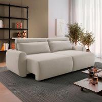 Sofá Retrátil E Reclinável Peony 2,40m Linho Cor Bege Claro 2372 - 2