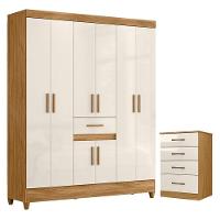 Guarda Roupa Casal Portugal E Cômoda Ms913 Freijó Off White - Moval - 1