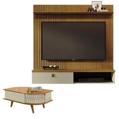 Estante Home Theater Suspenso íris Com Mesa De Centro Indianápolis Cumaru Opala - Madetec