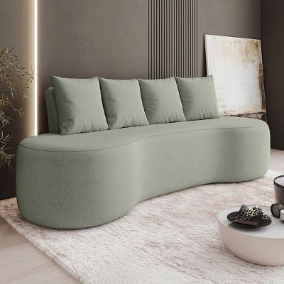 Sofá 3 Lugares Orgânico 210cm Com Almofadas Benin Bouclê B03 - D'rossi Cor Menta