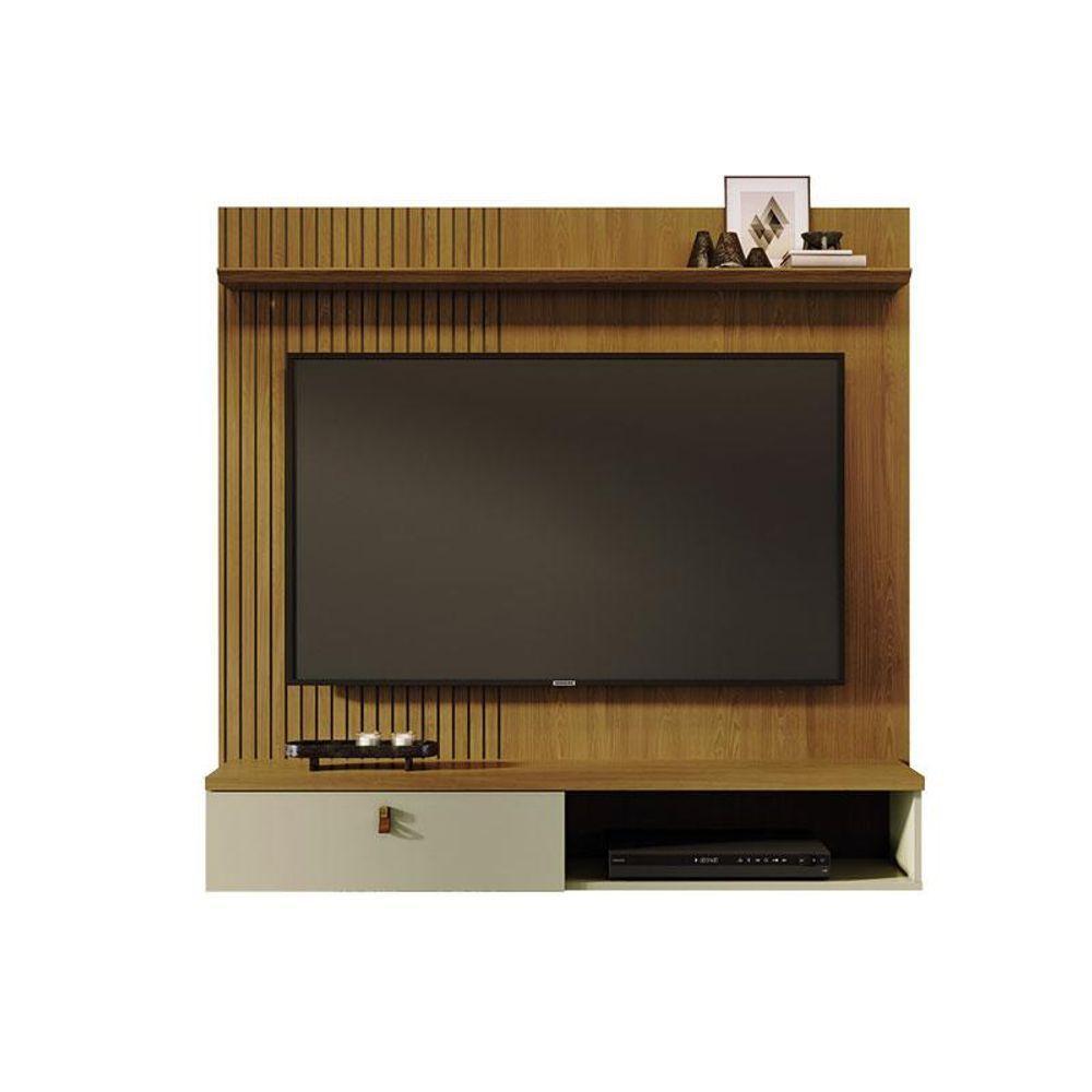 Estante Home Theater Suspenso íris Com Cristaleira Marina Cumaru Opala - Madetec - 2