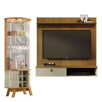 Estante Home Theater Suspenso íris Com Cristaleira Marina Cumaru Opala - Madetec - 1