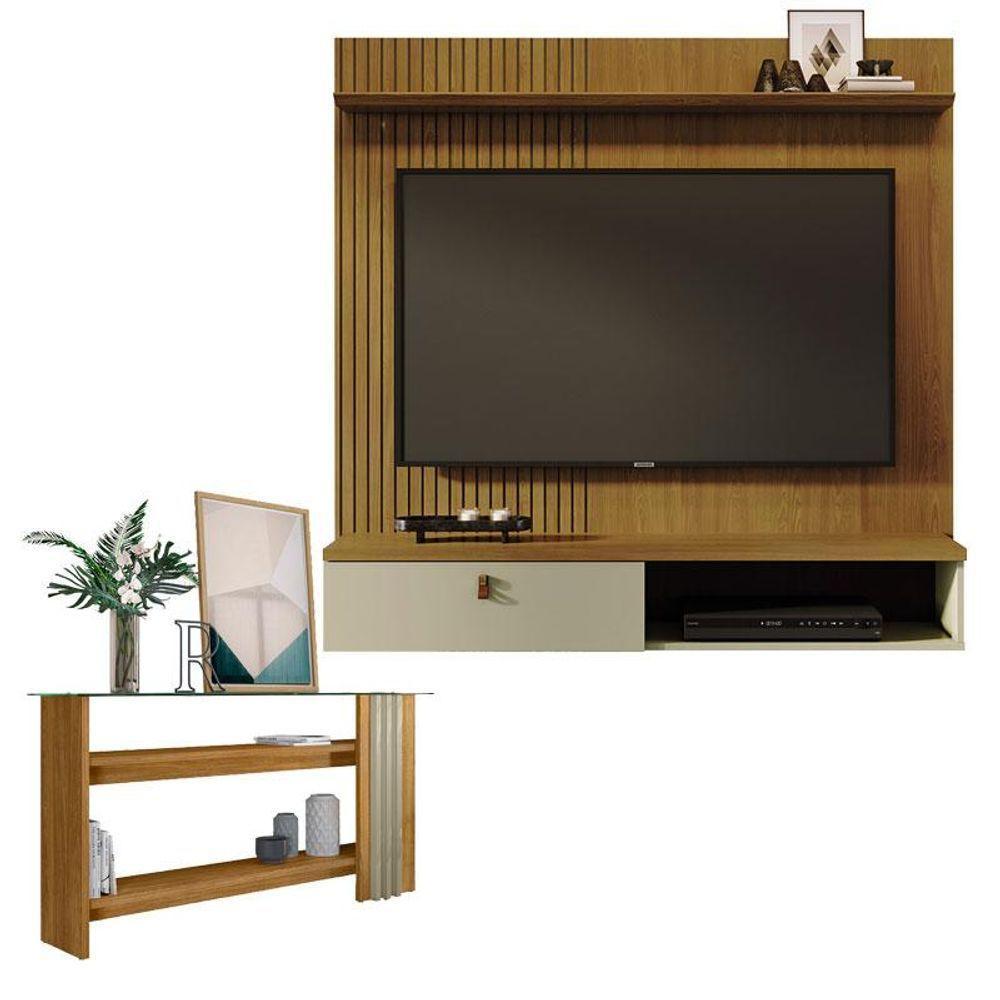 Estante Home Theater Suspenso íris Com Aparador Frizz Cumaru Opala - Madetec - 1