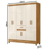 Guarda Roupa Casal Portugal E Cômoda Dhara Freijó Off White - Moval