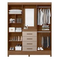 Guarda Roupa Solteiro Ambiente Atenas Com Espelho 4 Portas Carvalho Fendi - Moval - 2