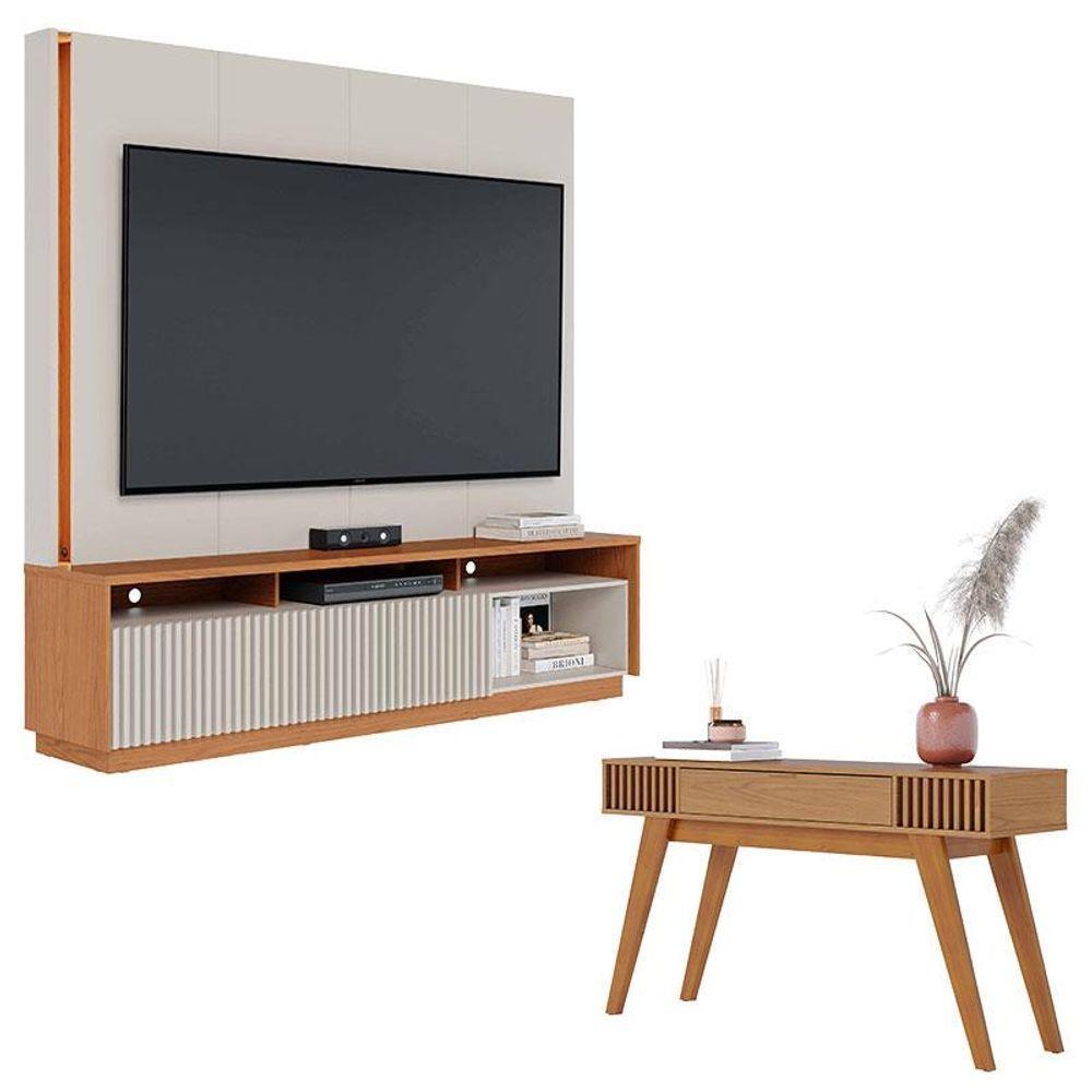 Estante Home Theater Jordão Off White Freijó Com Aparador Riviera Freijó - Colibri - 1