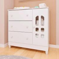 Cômoda Infantil Ambiente New Selena Com Porta Branco Acetinado - Carolina - 1