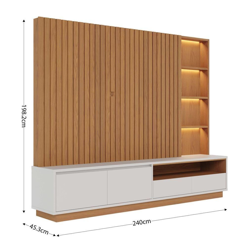 Estante Home Theater Cancún Freijó Off White Matte Com Aparador Riviera Freijó – Colibri - 10