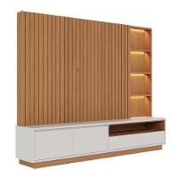 Estante Home Theater Cancún Freijó Off White Matte Com Aparador Riviera Freijó – Colibri - 8