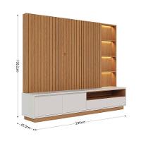 Estante Home Theater Cancún Freijó Off White Matte Com Aparador Riviera Freijó - Colibri