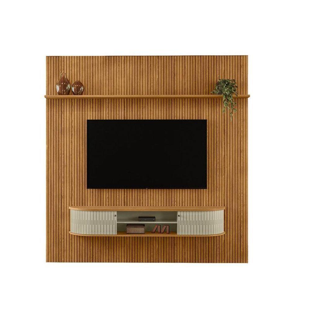 Estante Home Theater Com Bancada Suspensa New Bugatti Cumaru Opala - Madetec - 1