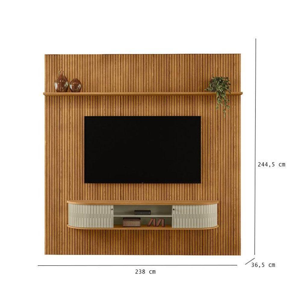 Estante Home Theater Com Bancada Suspensa New Bugatti Cumaru Opala - Madetec - 2