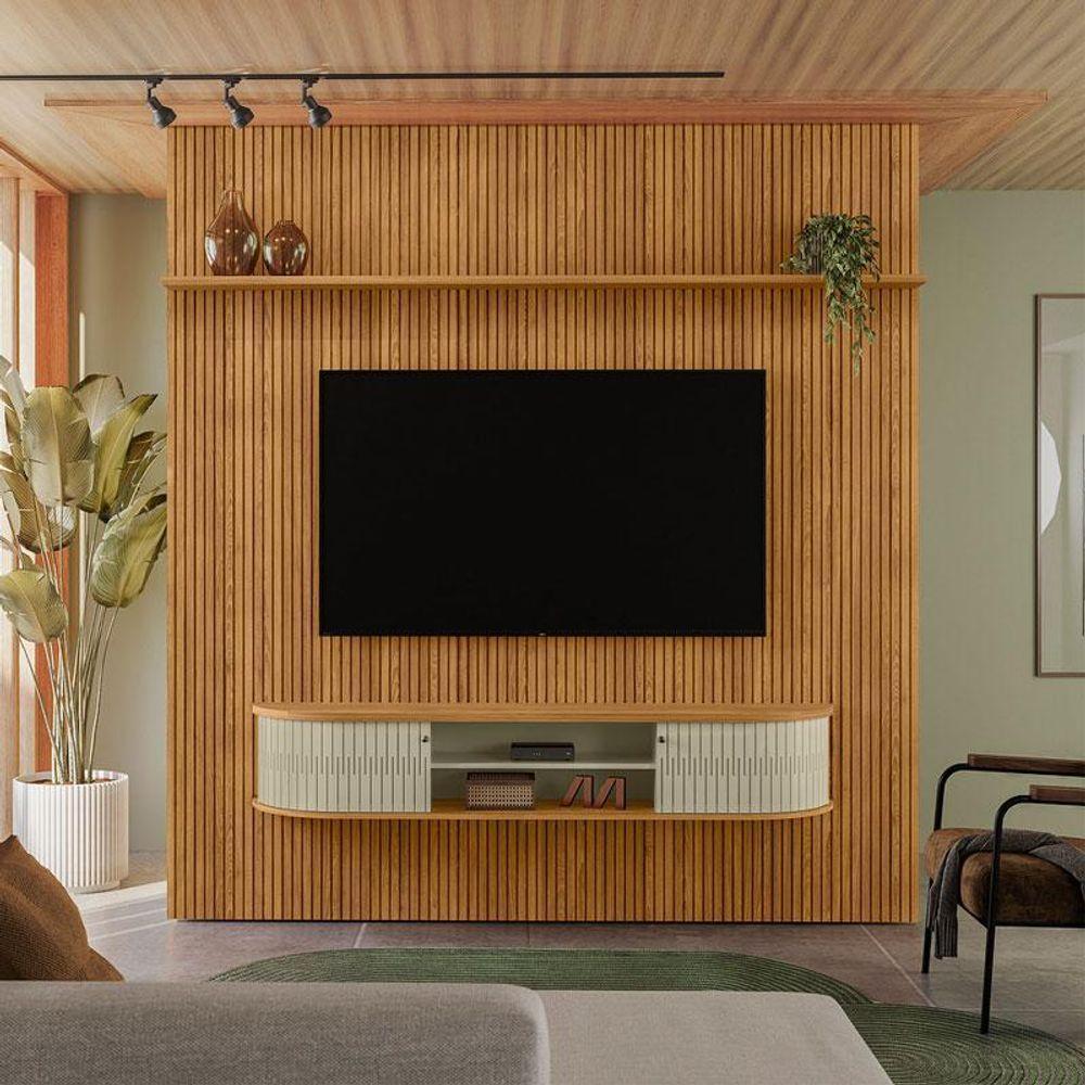 Estante Home Theater Com Bancada Suspensa New Bugatti Cumaru Opala - Madetec - 3