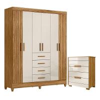 Guarda Roupa Solteiro Aruba E Cômoda Dhara Freijó Off White - Moval - 1