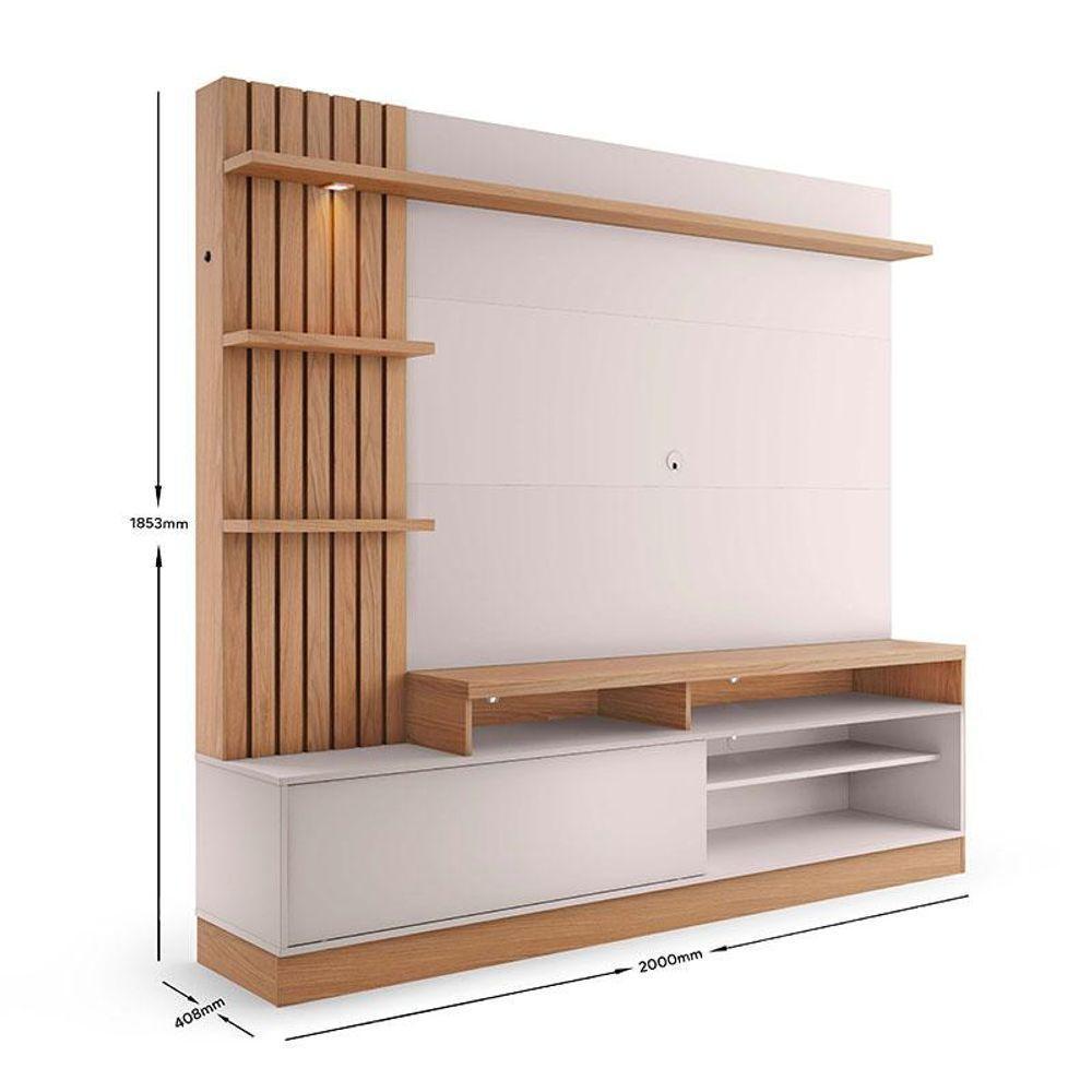Estante Home Theater Maceió Freijó Off White Com Mesa De Centro Jeri Off White Freijó - Colibri - 4