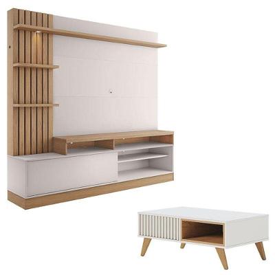 Estante Home Theater Maceió Freijó Off White Com Mesa De Centro Jeri Off White Freijó - Colibri