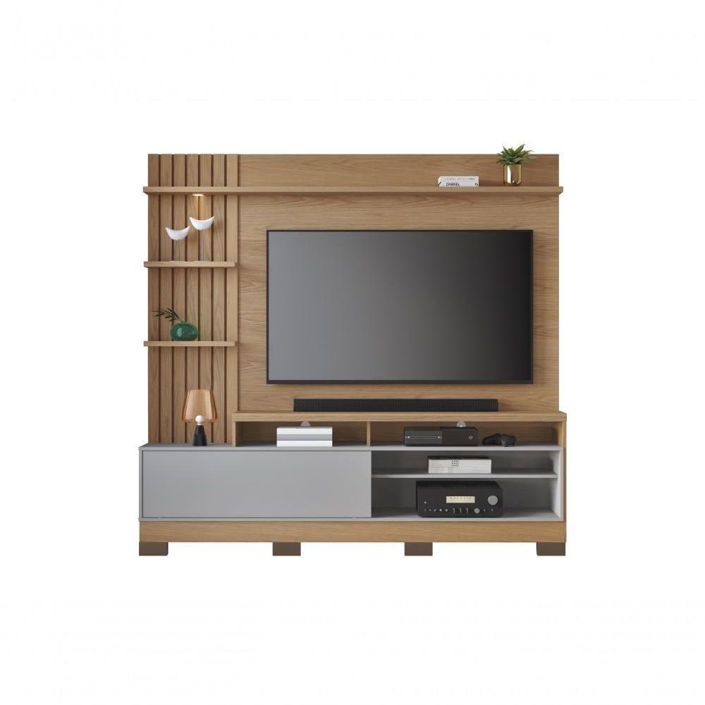 Estante Home Theater Maceió Com Pés Freijó Cinza Acetinado E Aparador Riviera Freijó – Colibri - 10