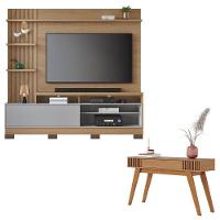 Estante Home Theater Maceió Com Pés Freijó Cinza Acetinado E Aparador Riviera Freijó – Colibri - 1