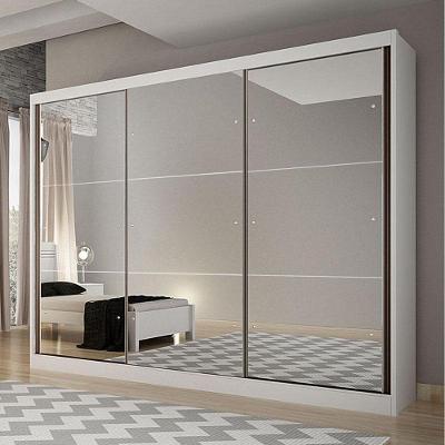 Guarda Roupa Casal Ambiente Atlanta 3 Portas 4 Gavetas Neve Com Espelho - Novo Horizonte